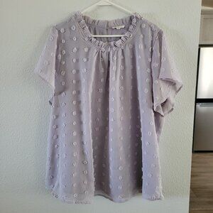 ChicSoul Women's Sz 2X Cute Lilac Ruffle Short Sleeve